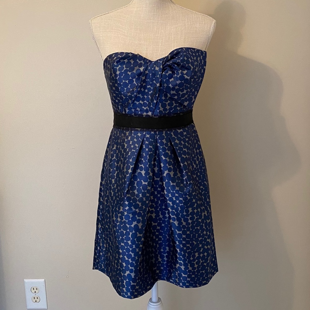 BCBG MaxAzria Blue Polka Dot Holiday Dress-Final Price - Picture 2 of 10